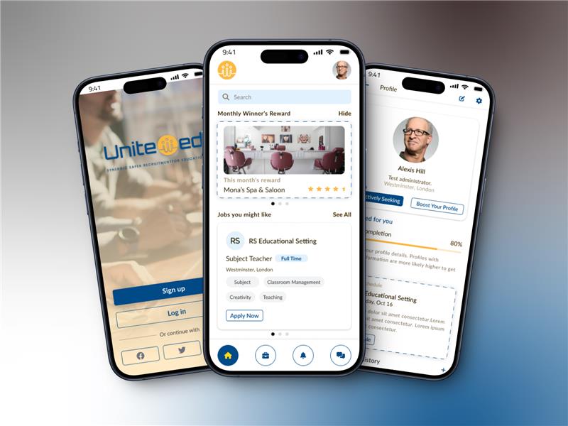 Different mobile screen showcasing LMS portfolio